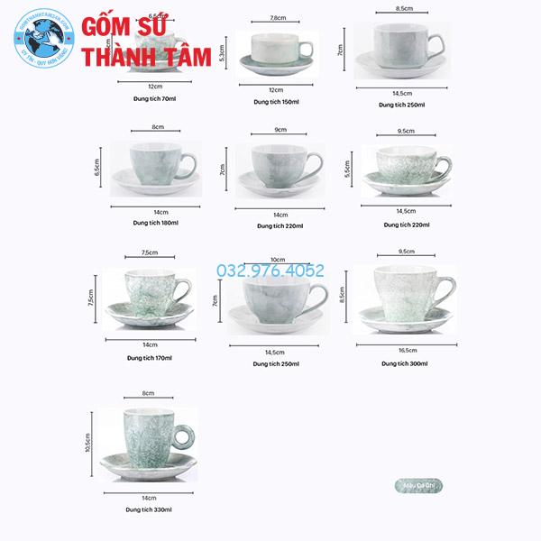 Cốc Sứ Cafe Men Đá Xanh Bạc Hà