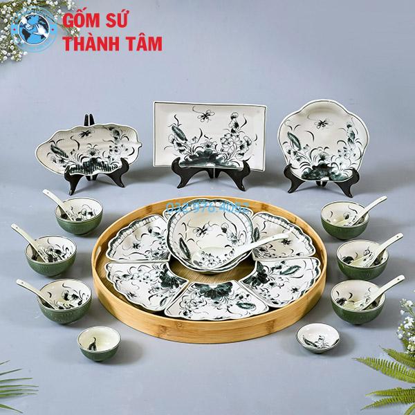 Bộ bát đĩa mặt trời hoạ tiết 1