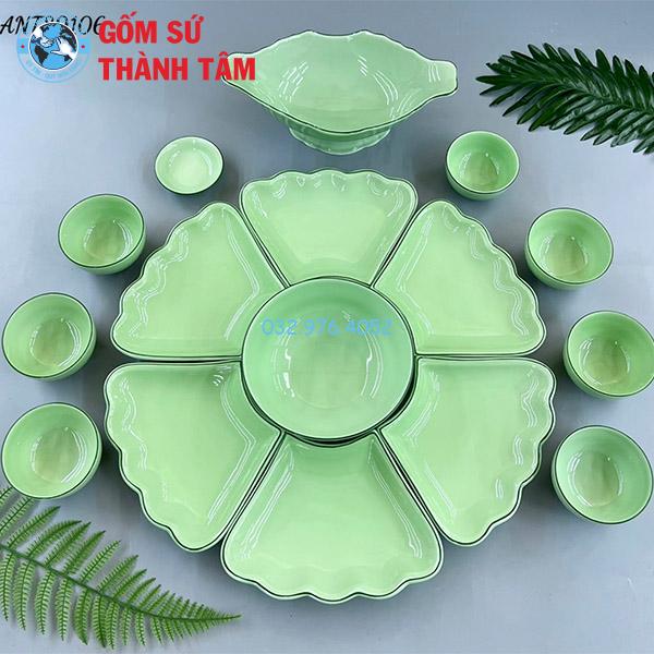 Bộ bát đĩa mặt trời xanh lá
