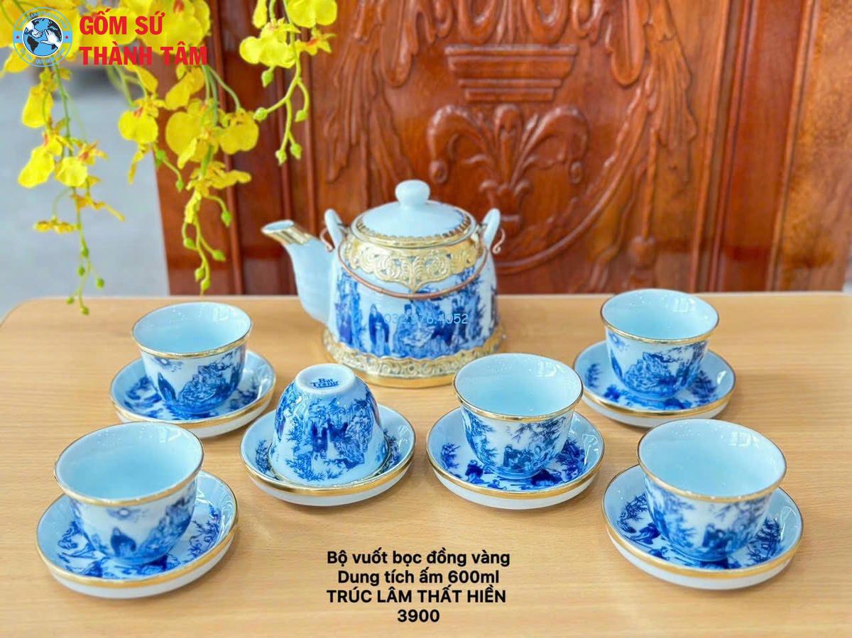 Ấm Chén Men Lam Bọc Đồng | Giả Vuốt