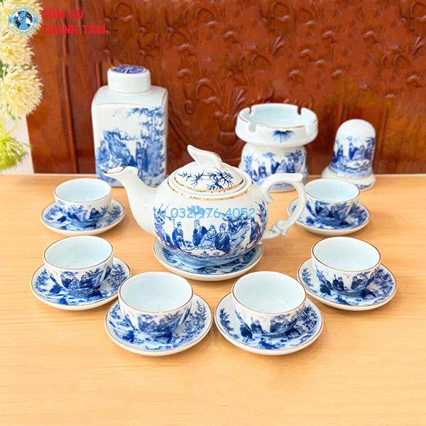 Ấm Chén Men Lam Vàng Kim | Mắt Phượng