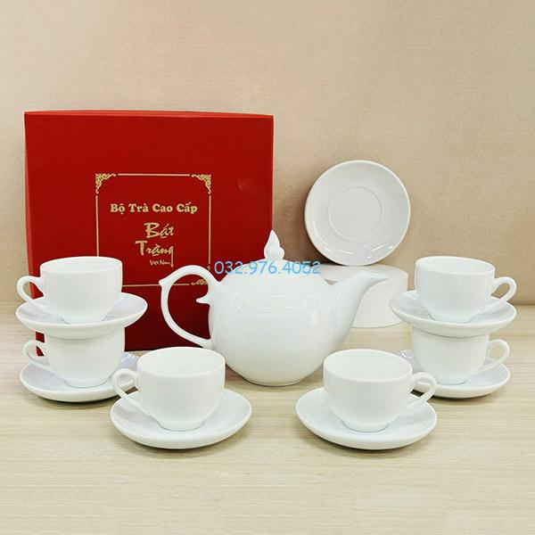 Ấm Chén Trắng Dáng Chóp Lửa