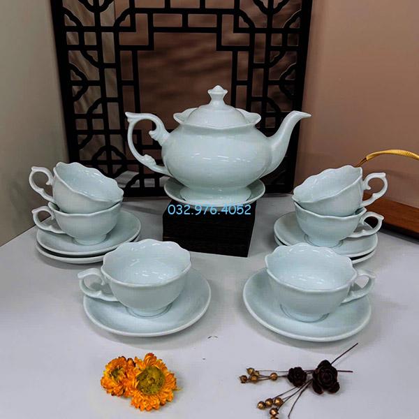 Ấm Chén Trắng Dáng Đài Cát