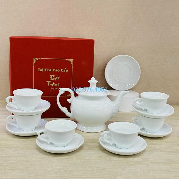 Ấm Chén Trắng Dáng Đài Cát