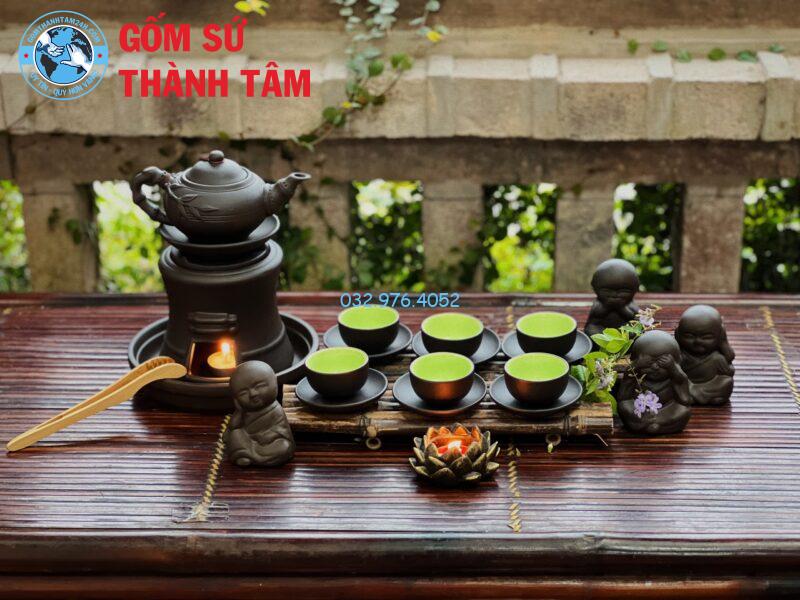Ấm Chén Tử Sa Men Đen Đĩa Rời am chen tu sa men den dia roi 1 1