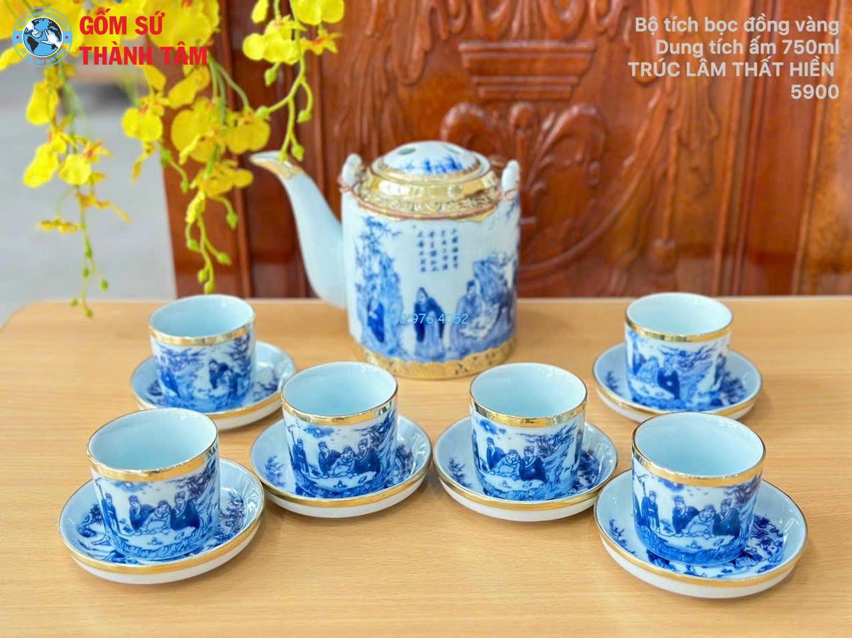 Ấm Tích Men Lam Bọc Đồng