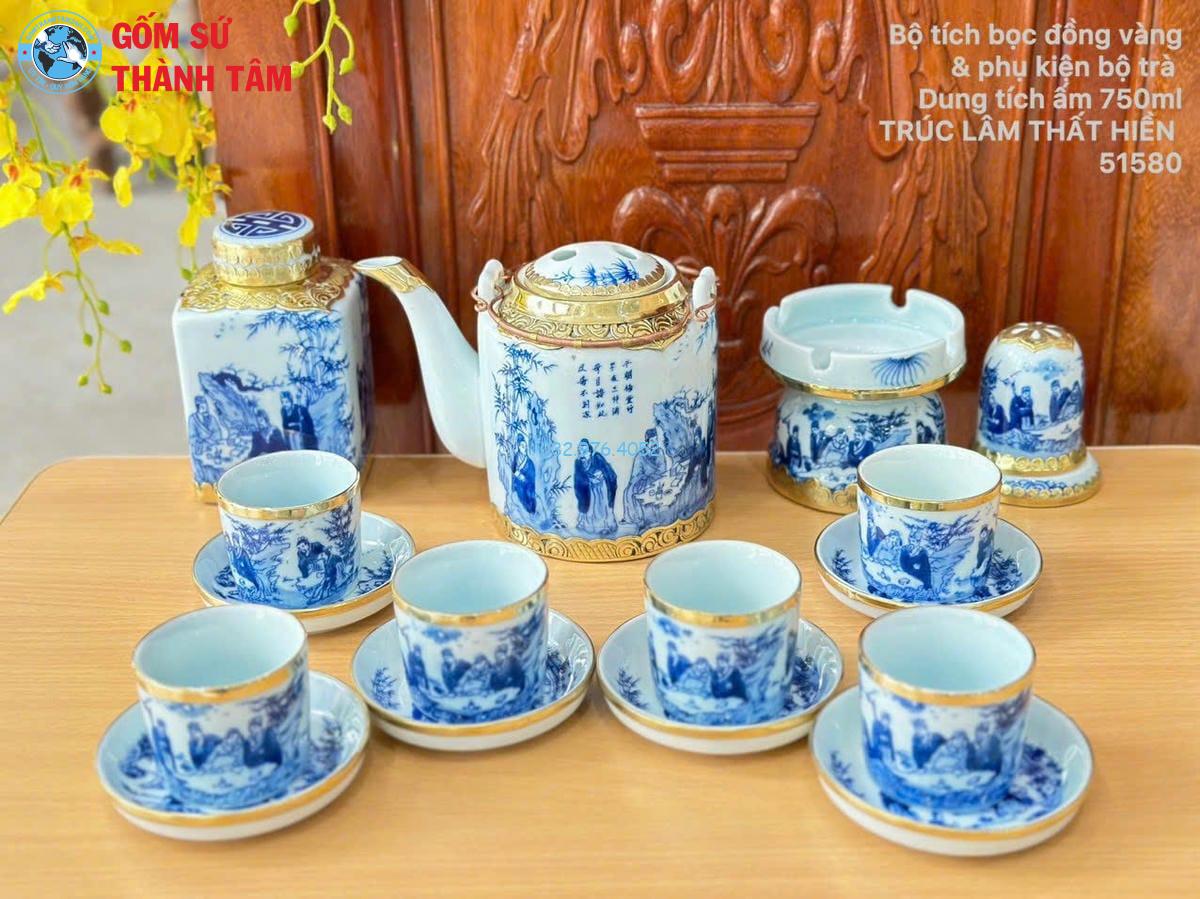Ấm Tích Men Lam Bọc Đồng