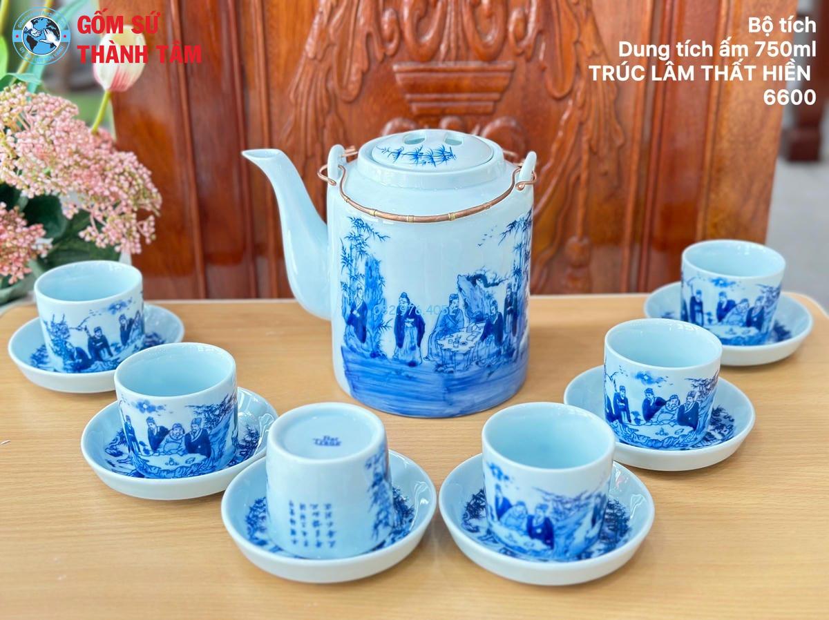 Ấm Tích Men Lam Trơn