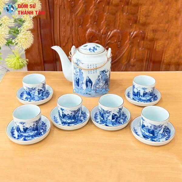 Ấm Tích Men Lam Vàng Kim am tich men lam vang kim 1500ml