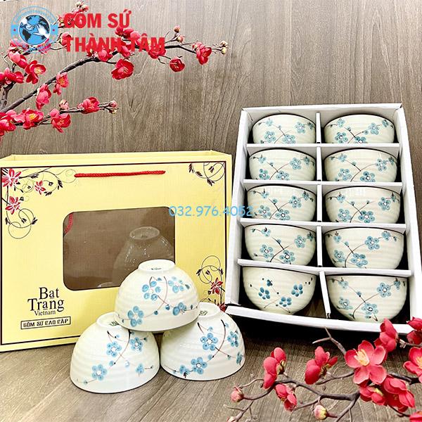 Bát ăn cơm đẹp đào xanh