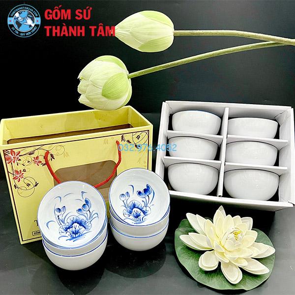Bát ăn cơm đẹp sen xanh vẽ kỹ