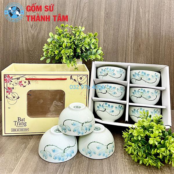 Bát ăn cơm đẹp sen xanh