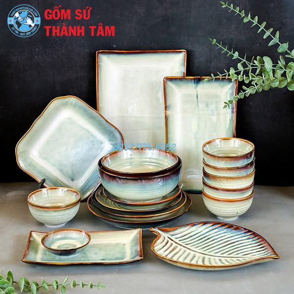 Bát đĩa nhà hàng xanh hoả biển