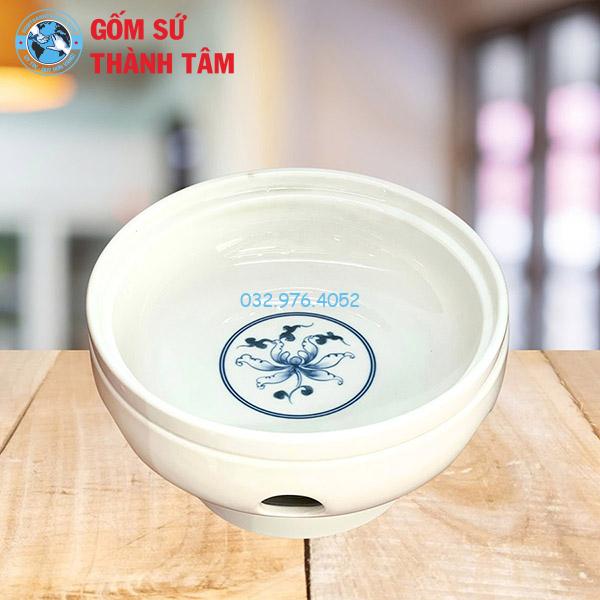 Bát hầm nóng thức ăn bếp tròn thấp trắng