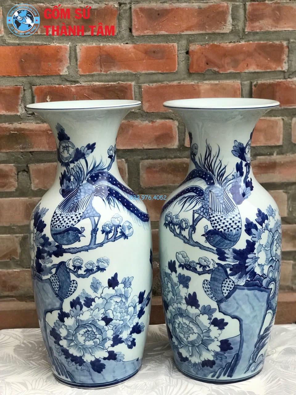 Bình Hoa Bàn Thờ Men Xanh Ngọc Rồng