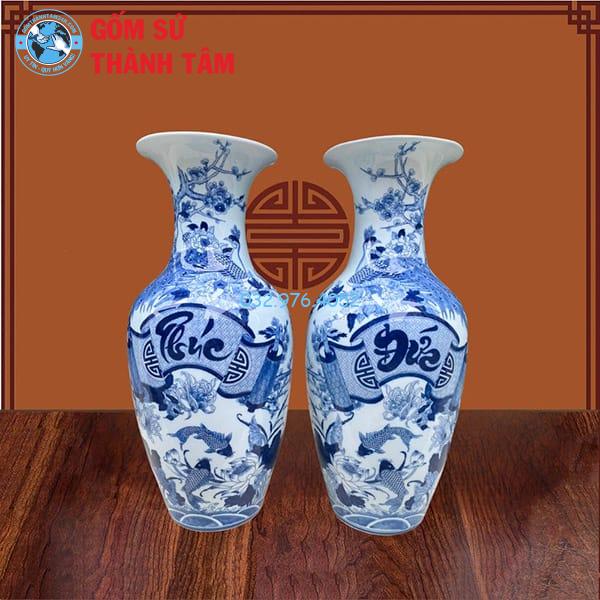 Bình Hoa Bàn Thờ Men Xanh Ngọc Sen