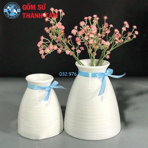 Bình hoa men trắng kiểu cách