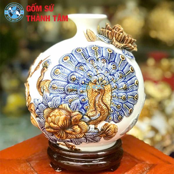 Bình hút lộc công đào đuôi xoè mẫu thường 2025