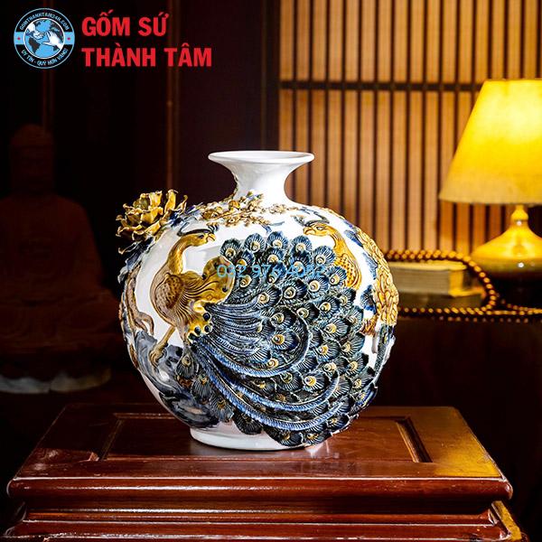 Bình hút lộc công đào tỉ mỉ mẫu cao cấp