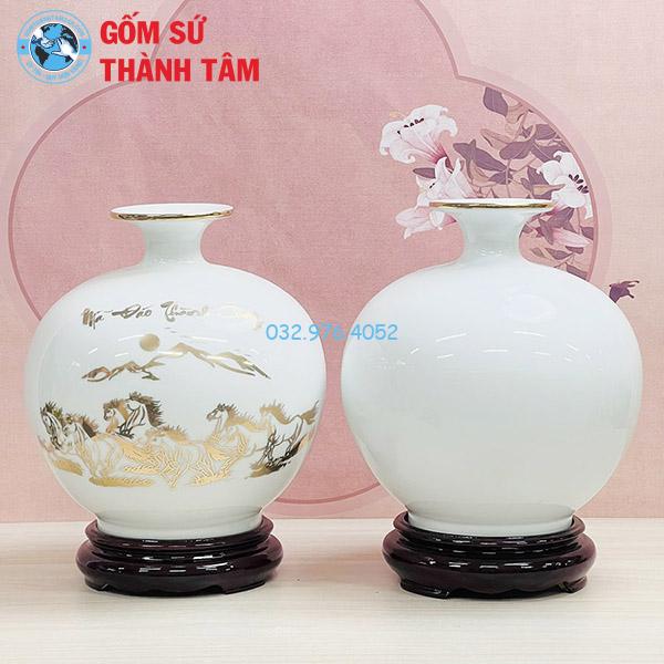Bình hút lộc mệnh kim mã đáo thành công trơn 24k