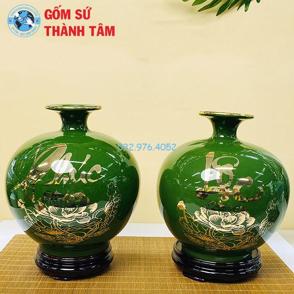 Bình hút lộc mệnh mộc hoa sen trơn 24k