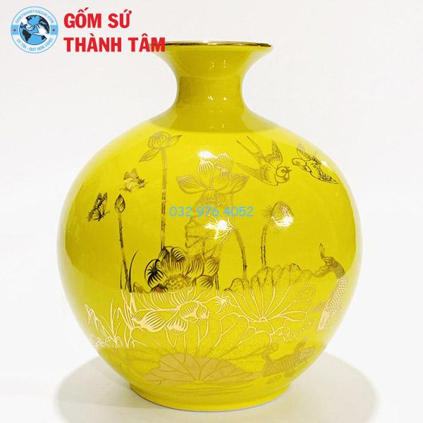 Bình hút lộc mệnhjnmhbgvfmnhb&nbsp; &nbsp;thổ thuận buồm xuôi gió đắp nổi vẽ vàng