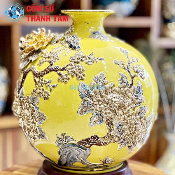 Bình hút lộc mệnhjnmhbgvfmnhb&nbsp; &nbsp;thổ thuận buồm xuôi gió đắp nổi vẽ vàng