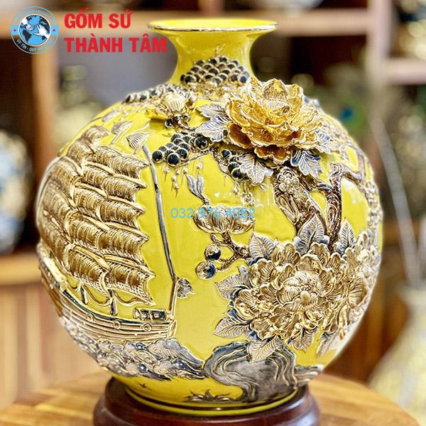 Bình hút lộc mệnhjnmhbgvfmnhb&nbsp; &nbsp;thổ thuận buồm xuôi gió đắp nổi vẽ vàng