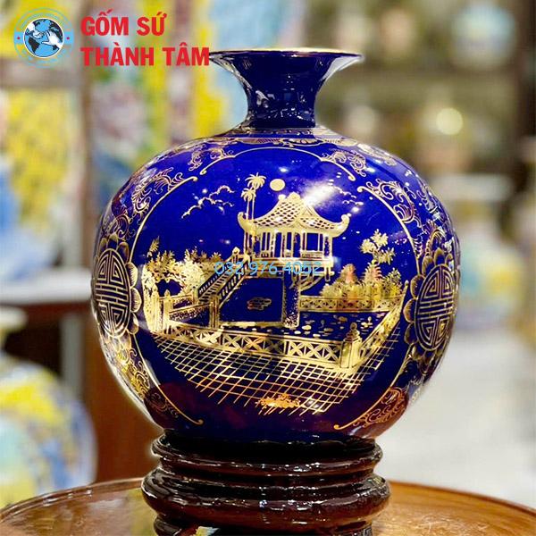Bình hút lộc mệnh Thuỷ chùa một cột trơn 24k