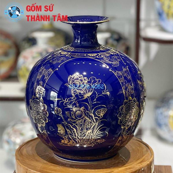 Bình hút lộc mệnh Thuỷ tứ quý trơn 24k