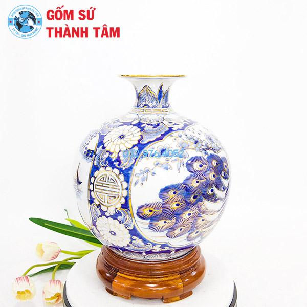 Bình hút lộc vẽ vàng công đào