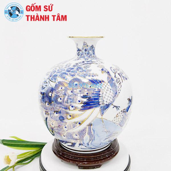 Bình hút lộc vẽ vàng công đào