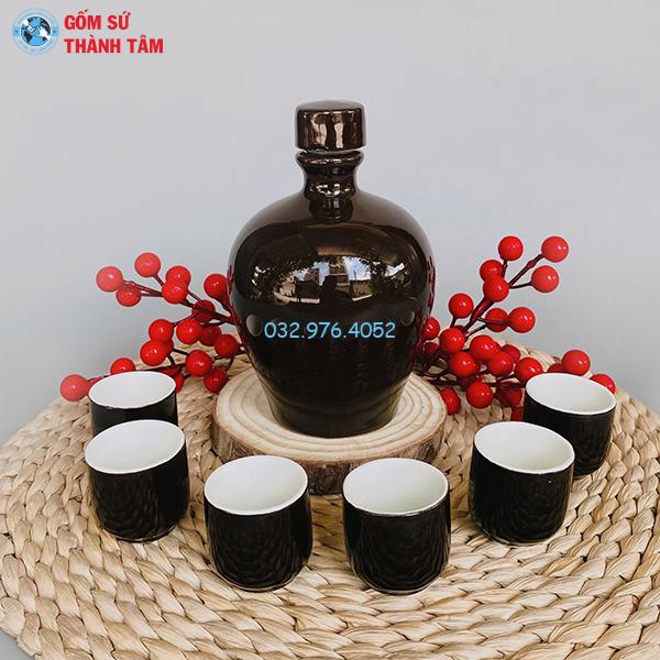 Bình rượu tròn – Nâu bóng