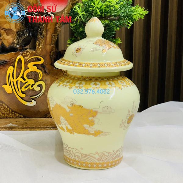Bộ Chóe Bát Tràng Men Vàng Rồng