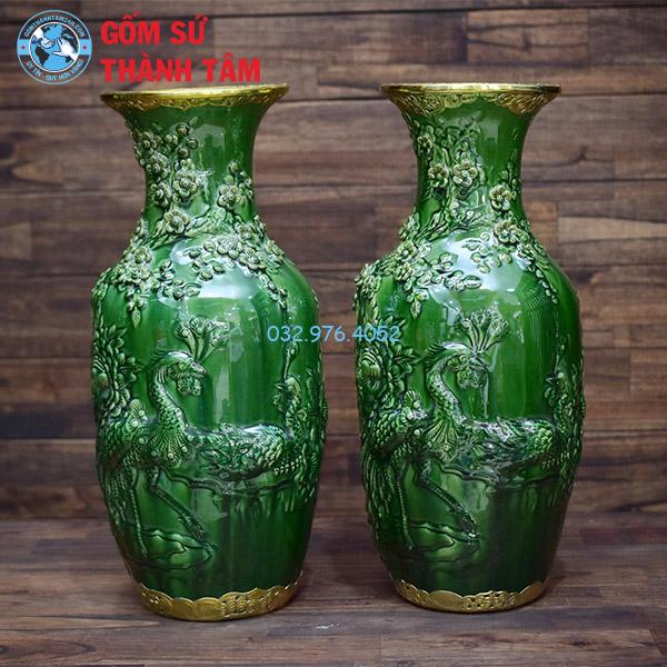 Bộ đồ thờ men ngọc lục bảo rời rồng bình hoa