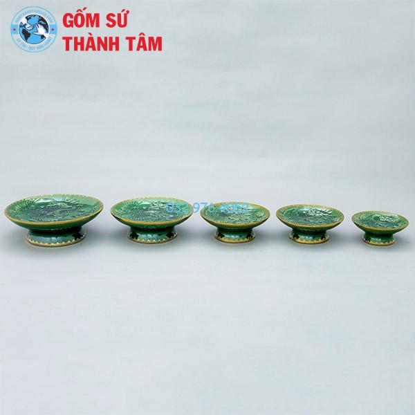 Bộ đồ thờ men ngọc lục bảo rời rồng mâm bồng