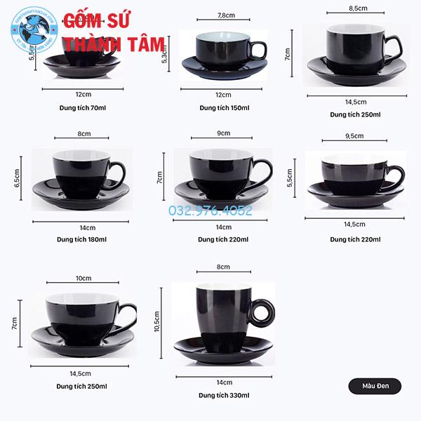 Cốc Ly Sứ Cafe Men Bóng Đen