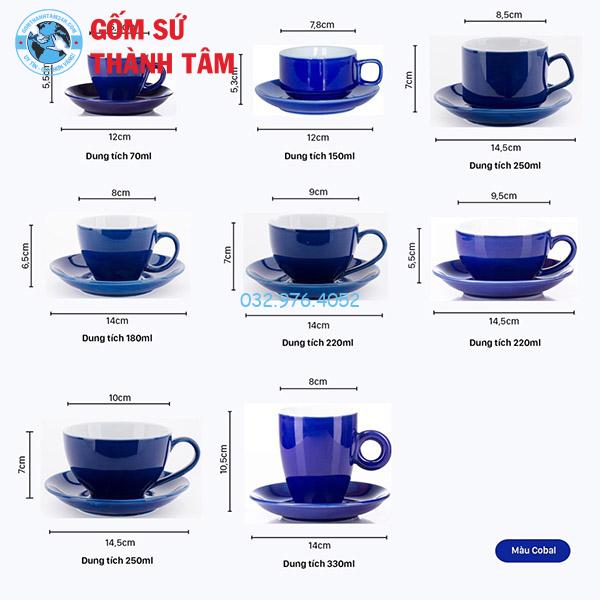 Cốc Ly Sứ Cafe Men Bóng Xanh Nước Biển