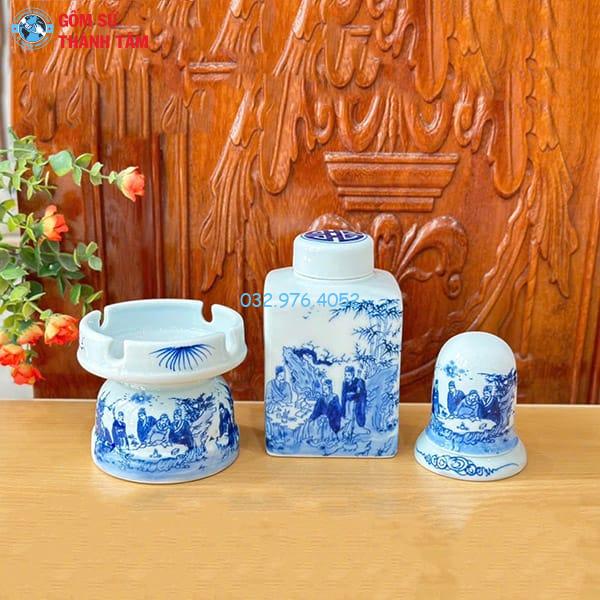 Combo Phụ Kiện Ấm Chén Men Lam | Mẫu Trơn