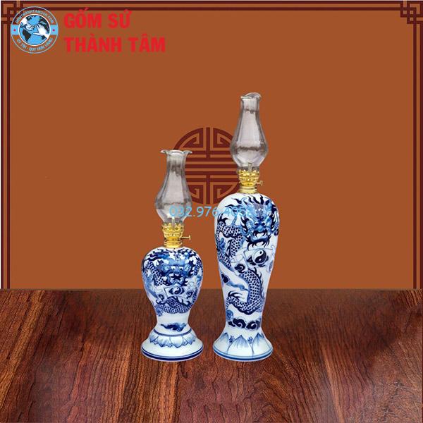 Đèn Dầu Thờ Men Xanh Ngọc Rồng