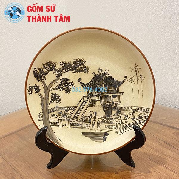 Đĩa sứ lưu niệm đen trắng