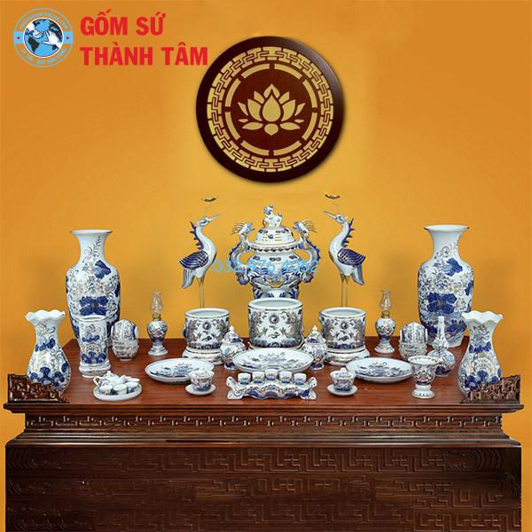 Đồ thờ vẽ vàng tổng thể rồng bát hương có đỉnh hạc