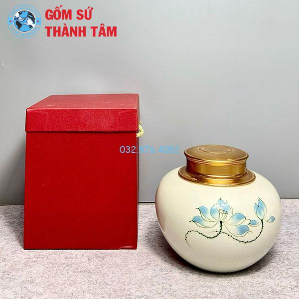 Hộp Đựng Chè Dáng Tròn Men Kem
