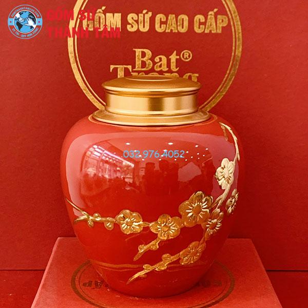 Hộp Đựng Chè Đắp Nổi Vàng Kim