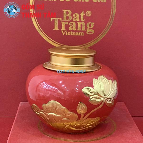Hộp Đựng Chè Đắp Nổi Vàng Kim