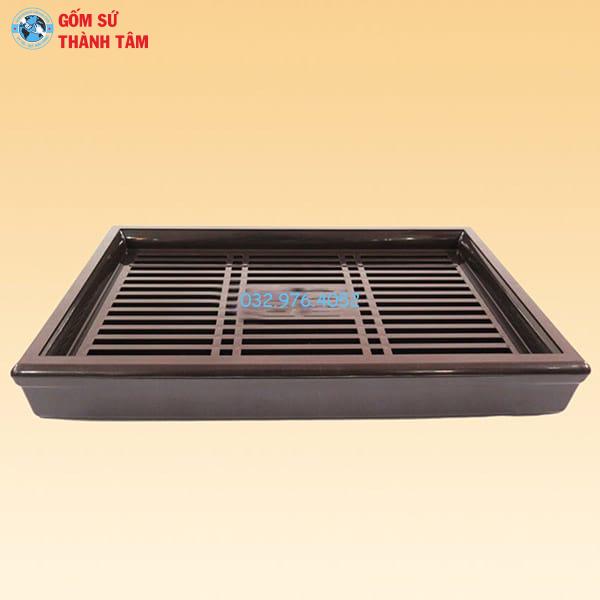 Khay Đựng Ấm Trà Giả Gỗ | Nhựa Đen
