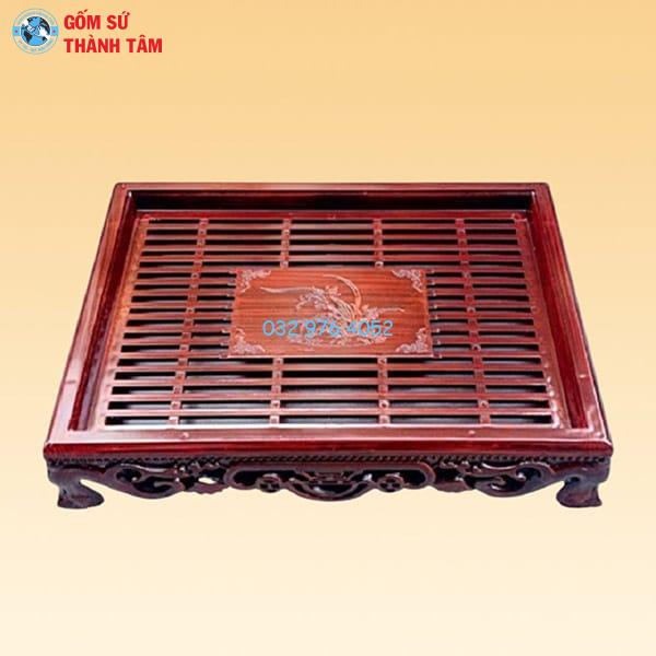 Khay Đựng Ấm Trà Giả Gỗ | Nhựa Đỏ