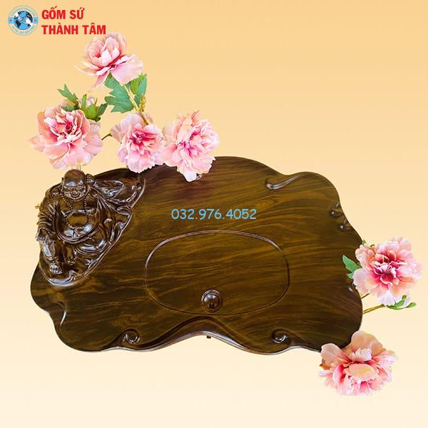 Khay Đựng Ấm Trà Gỗ | Khay Di Lặc Nhạt