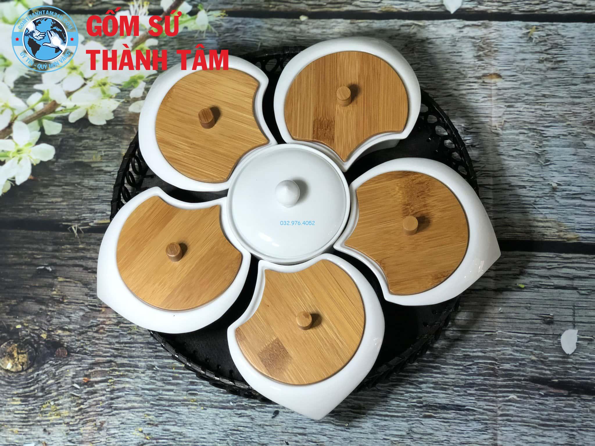 Khay đựng cơm khay hoa mai 5 cánh