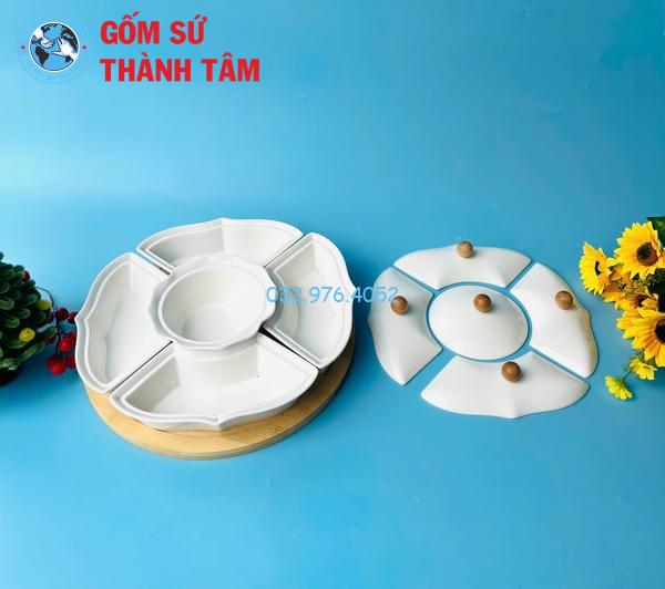 Khay đựng mứt kẹo hoa sen